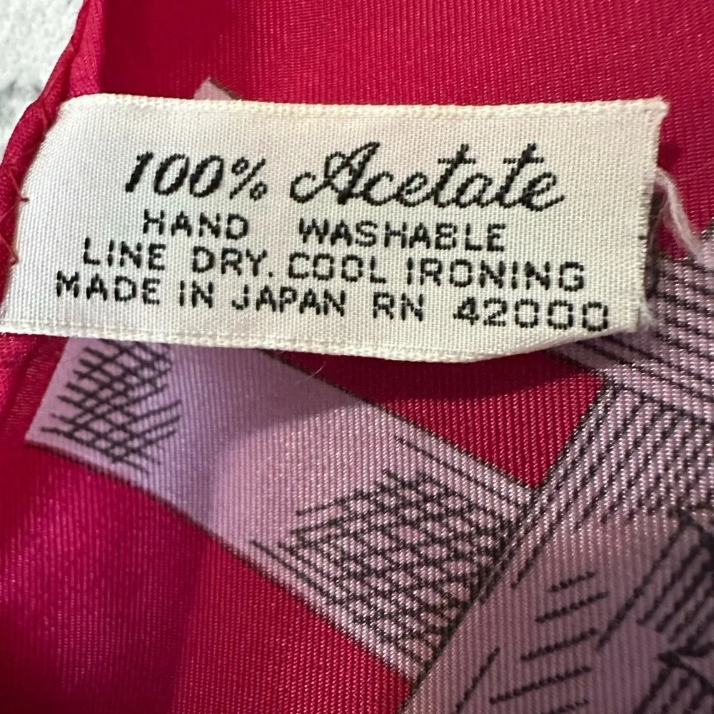 Vibrant Red, White, and Pink Scarf, Acetate, Vintage, Made in Japan